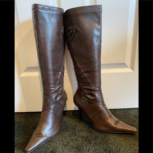 Dina Brown Fashion Boots, Faux Leather Wrap Detail